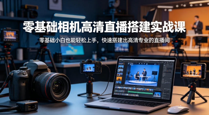 零基础相机高清直播间搭建实战课,小白也能轻松上手,快速搭建出高清专业的直播间-紫橙网创项目网