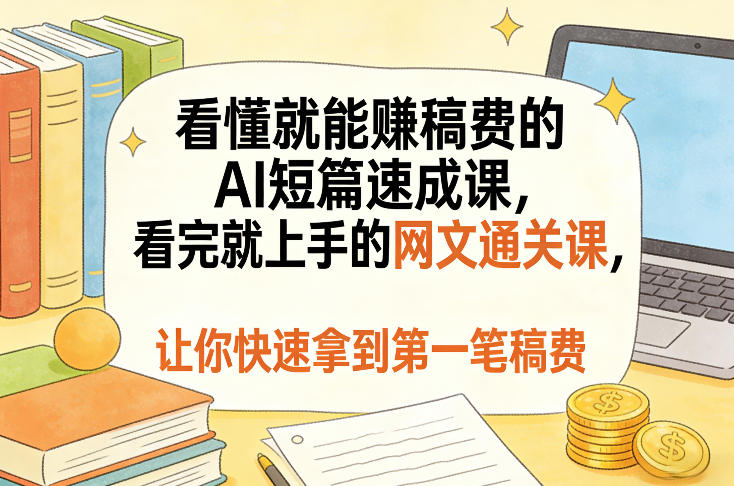 看懂就能賺稿费的AI短篇速成课,看完就上手的网文通关课,让你快速拿到第一笔稿费(更新4月)-紫橙网创项目网