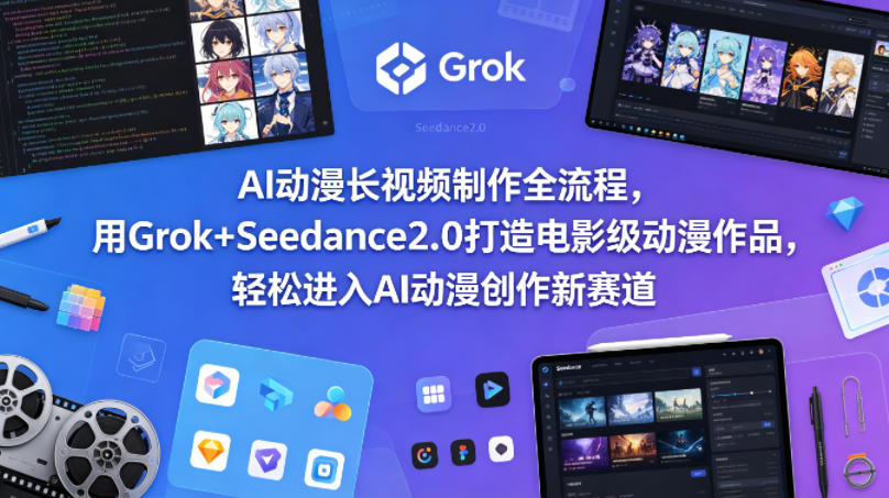 AI动漫长视频制作全流程，用Grok+Seedance2.0打造电影级动漫作品，轻松进入AI动漫创作新赛道-紫橙网创项目网