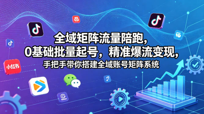 全域矩阵流量陪跑,0基础批量起号,精准爆流变现,手把手带你搭建全域账号矩阵系统-紫橙网创项目网