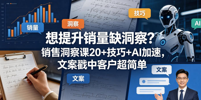想提升销量缺洞察?销售洞察课20+技巧+AI加速,文案戳中客户超简单【原创双语字幕】-紫橙网创项目网