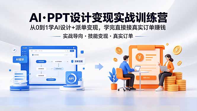 AI·PPT设计变现实战训练营,从0到1学AI设计+派单变现,学完直接接真实订单赚钱-紫橙网创项目网