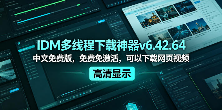 IDM多线程下载神器v6.42.64中文免费版，免费免激活，可以下载网页视频（例如飞书文档内的视频）-紫橙网创项目网
