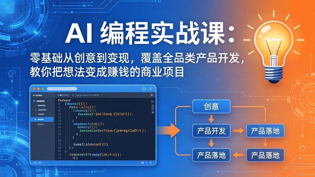 AI编程实战课-第三期-6月更新：零基础从创意到变现，覆盖全品类产品开发，把想法变成赚钱项目 - 中创网