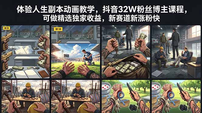 体验人生副本动画教学, 抖音32W粉丝博主课程,可做精选独家收益,新赛道新涨粉快-紫橙网创项目网