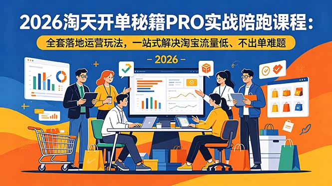 2026淘天开单秘籍PRO实战陪跑课程：全套落地运营玩法，一站式解决淘宝流量低、不出单难题-紫橙网创项目网