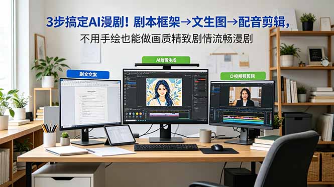 3步搞定AI漫剧！剧本框架→文生图→配音剪辑，不用手绘也能做画质精致剧情流畅漫剧-紫橙网创项目网