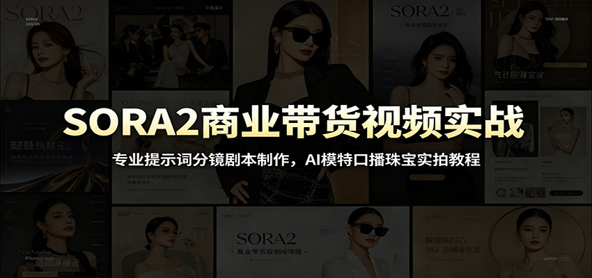 SORA2商业带货视频实战:专业提示词分镜剧本制作,AI模特口播珠宝实拍教程-紫橙网创项目网