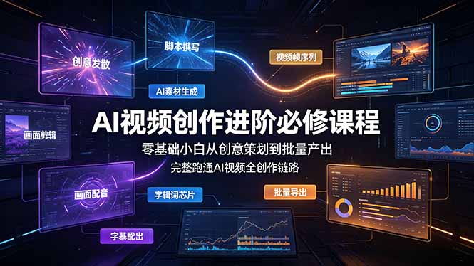 AI视频创作进阶必修课程：零基础小白从创意策划到批量产出，完整跑通AI视频全创作链路 - 中创网