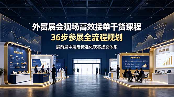 外贸展会现场高效接单干货课程，36步参展全流程规划，展前展中展后标准化获客成交体系-紫橙网创项目网