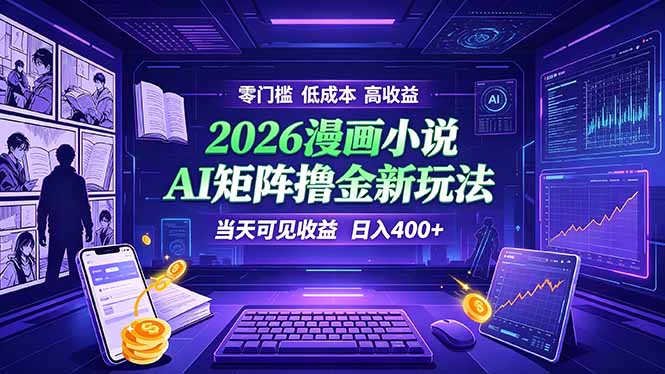 爆款小说漫画大阅读 ai矩阵操作 当天可见收益 日入400+ 零门槛 高收益-紫橙网创项目网