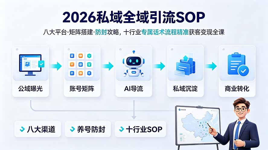 2026私域全域引流SOP|八大平台·矩阵搭建·防封攻略,十行业专属话术流程精准获客变现全课-紫橙网创项目网