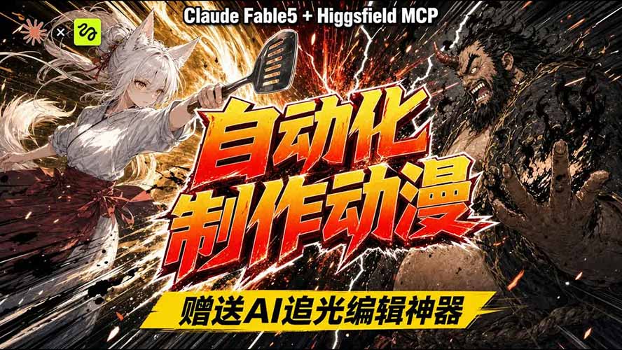 AI自动化动漫制作！Claude Fable 5接入Higgsfield MCP，直接生成完整创意内容-紫橙网创项目网
