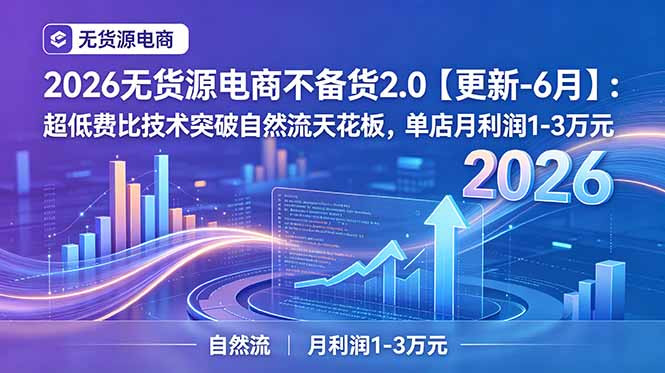 2026无货源电商不备货2.0【更新-7月】：超低费比技术突破自然流天花板，单店月利润1-3万元-紫橙网创项目网