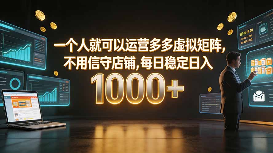 一个人就可以运营多多虚拟矩阵,不用值守店铺,每日稳定日入 1000+-紫橙网创项目网