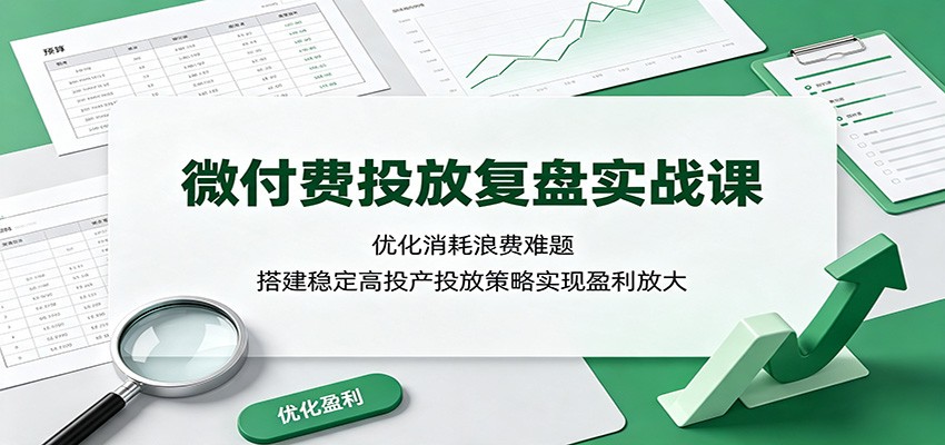 微付费投放复盘实战课:优化消耗浪费难题,搭建稳定高投产投放策略实现盈利放大-紫橙网创项目网