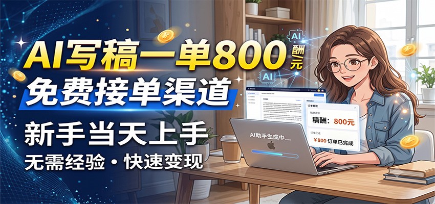 AI写稿一单800,免费接单渠道,一单一结几十到上千,新手当天上手-紫橙网创项目网