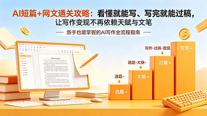 AI短篇+网文通关攻略-更新:看懂就能写、写完就能过稿,让写作变现不再依赖天赋与文笔-紫橙网创项目网