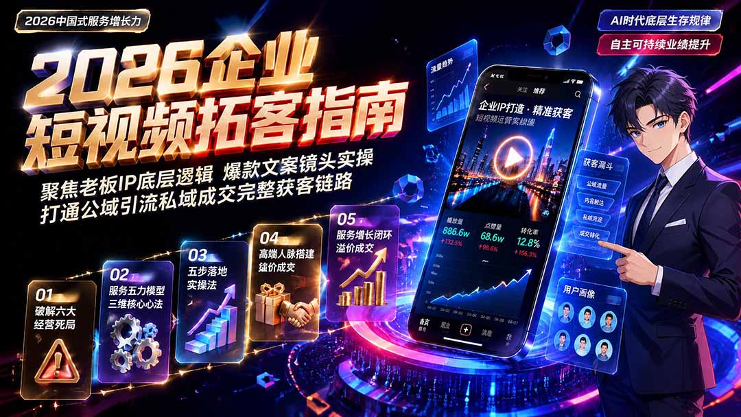 2026AI时代服务增长力实战课-无水印｜五力模型三维心法教学，破解门店客源流失低价内卷实现长效业绩增长-紫橙网创项目网