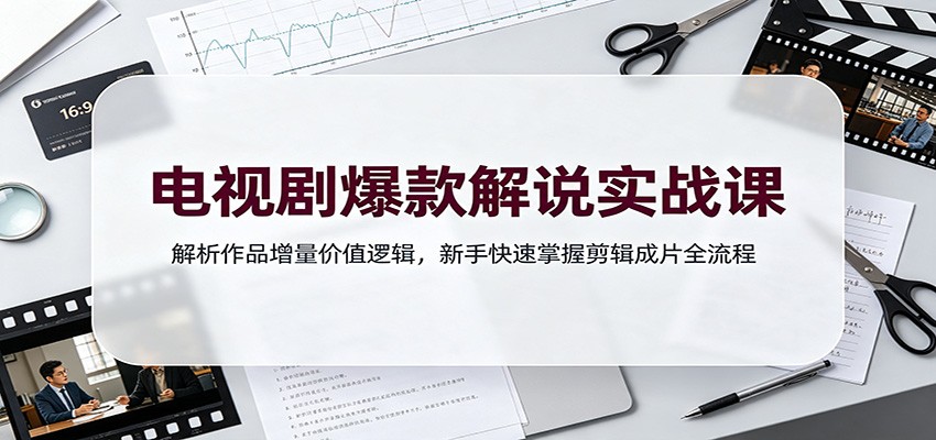 电视剧爆款解说实战课：解析作品增量价值逻辑，新手快速掌握剪辑成片全流程-紫橙网创项目网