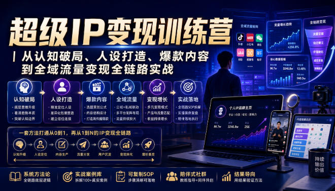 超级IP变现训练营|从认知破局、人设打造、爆款内容到全域流量变现全链路实战-紫橙网创项目网