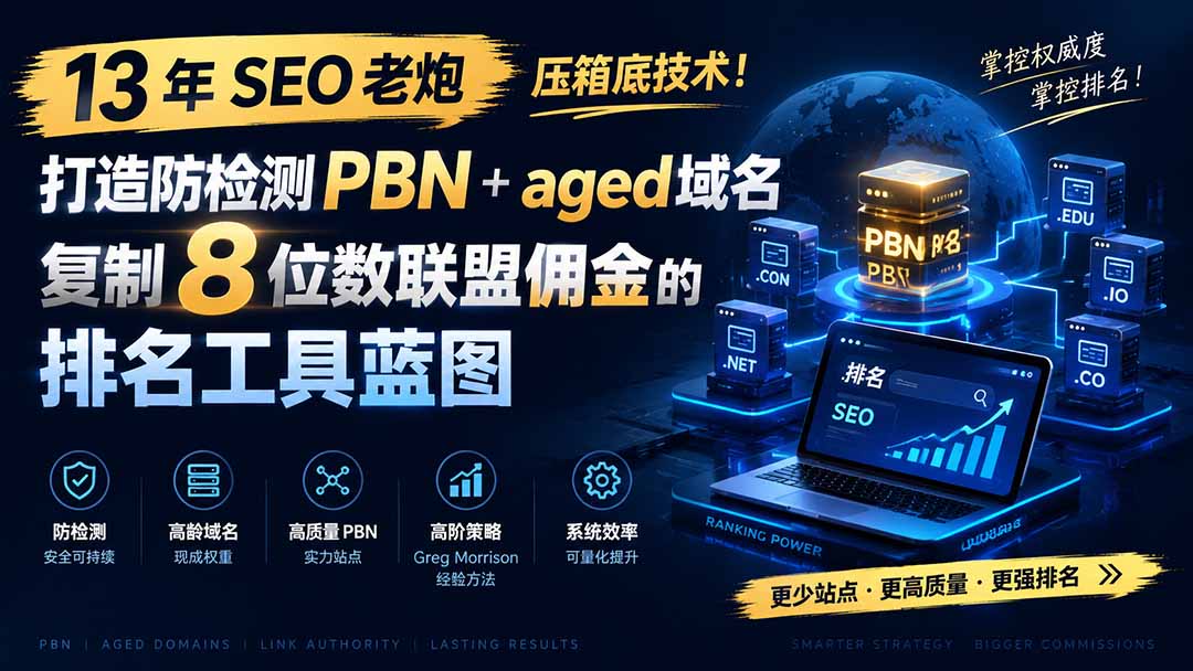 13 年 SEO 老炮压箱底技术!打造防检测 PBN+aged 域名,复制 8 位数联盟佣金的排名工具蓝图【原创双语字幕】-紫橙网创项目网