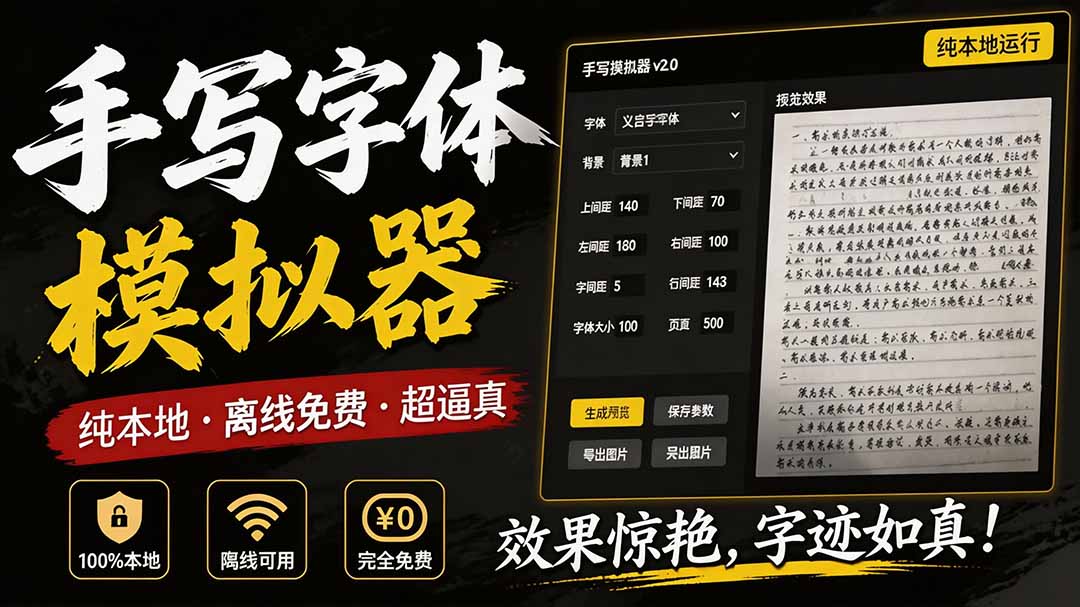 罚抄神器！罚抄10万字都不在怕了，手写字体模拟生成器，附带新整理背景图和字体，纯本地离线运行 - 中创网