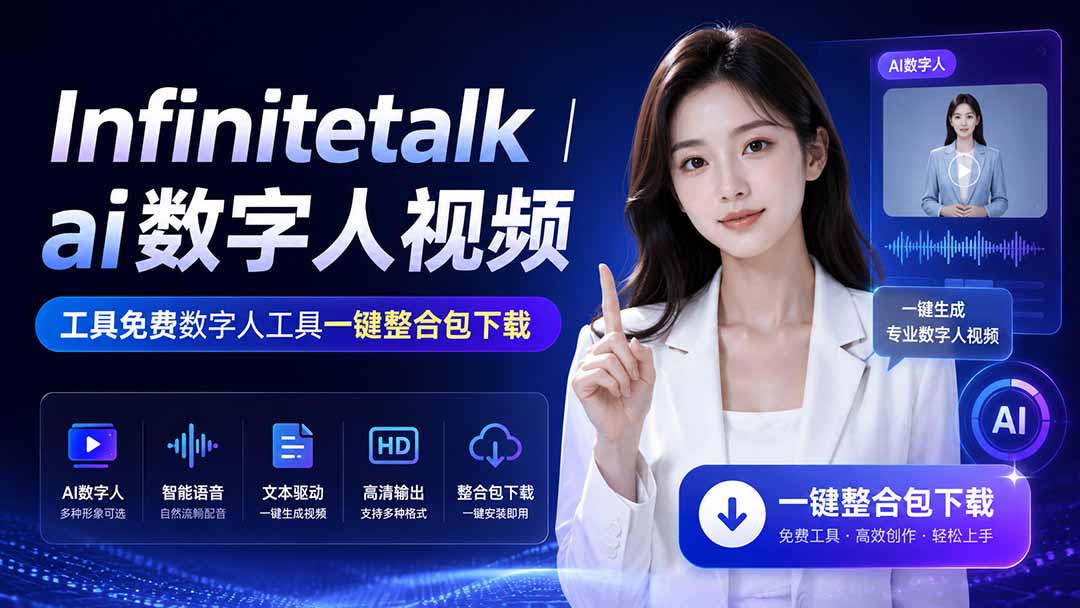 Infinitetalk丨ai数字人视频-工具免费数字人工具一键整合包下载-紫橙网创项目网