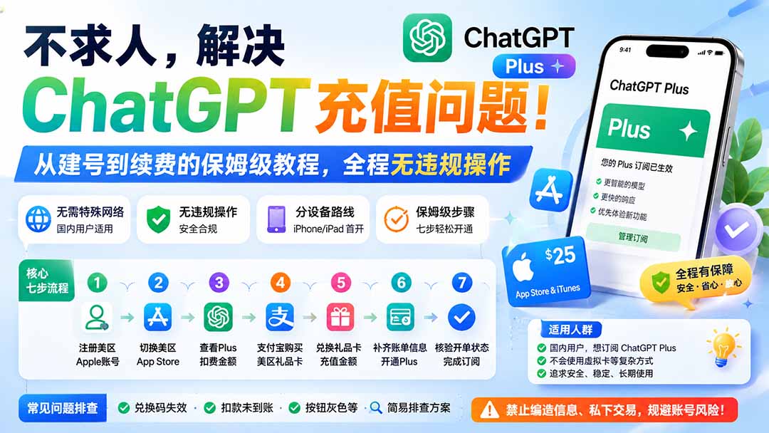 不求人,解决ChatGPT充值问题!从建号到续费的保姆级教程,全程无违规操作-紫橙网创项目网