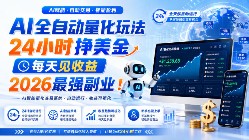 AI量化全自动操作挣美金,矩阵可日入1000+,适合普通人的副业!-紫橙网创项目网