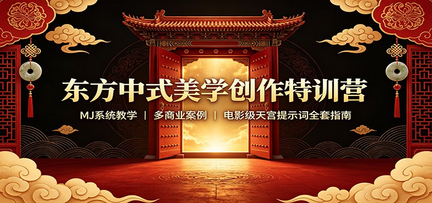 东方中式美学创作特训营：MJ系统教学，多商业案例，电影级天宫提示词全套指南-紫橙网创项目网
