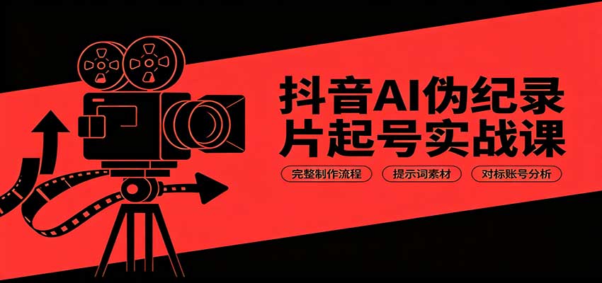 抖音AI伪纪录片起号实战课：完整制作流程，提示词素材，对标账号分析 - 福缘网