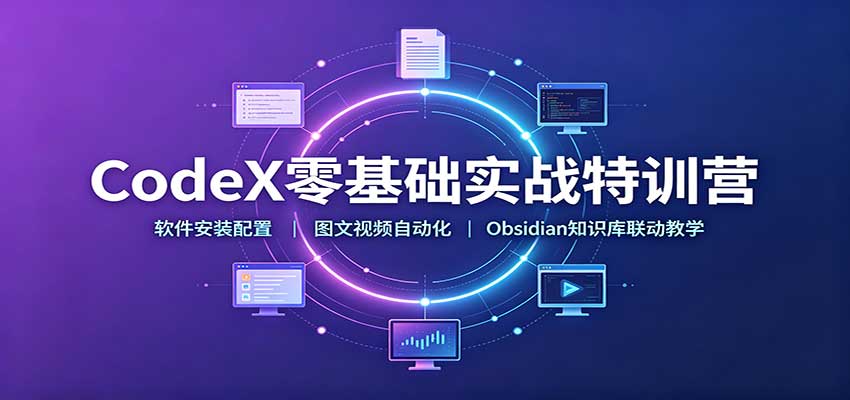 CodeX零基础实战特训营：软件安装配置，图文视频自动化，Obsidian知识库联动教学-紫橙网创项目网