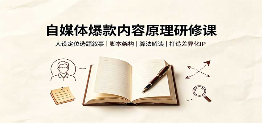 自媒体爆款内容原理研修课：人设定位选题叙事，脚本架构，算法解读打造差异化IP-紫橙网创项目网