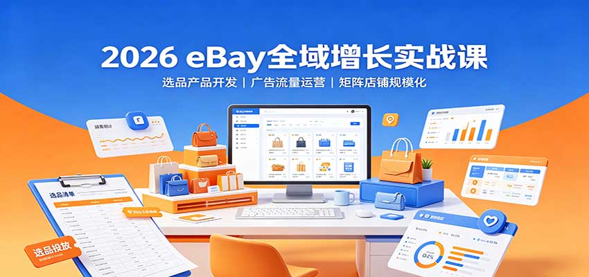 2026 eBay全域增长实战课:选品产品开发,广告流量运营,矩阵店铺规模化-紫橙网创项目网