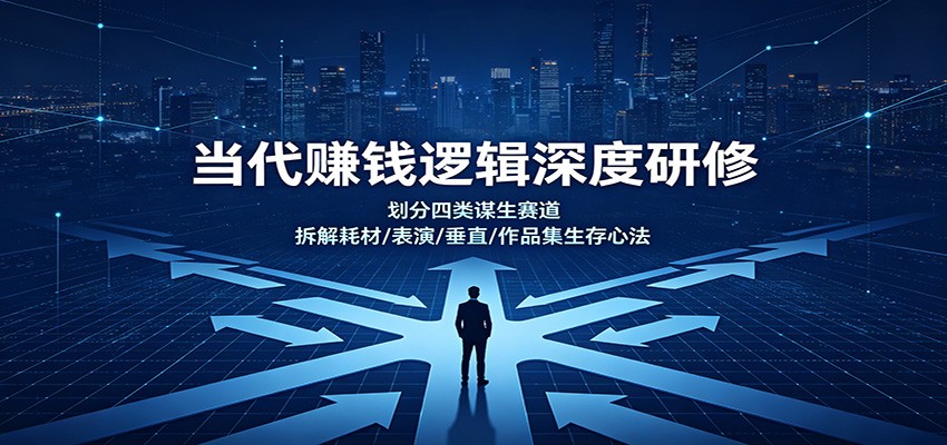 当代赚钱逻辑深度研修：划分四类谋生赛道，拆解耗材/表演/垂直/作品集生存心法-紫橙网创项目网