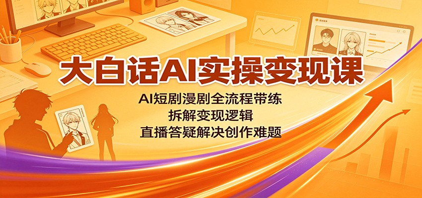 大白话AI实操变现课：AI短剧漫剧全流程带练，拆解变现逻辑，直播答疑解决创作难题-紫橙网创项目网