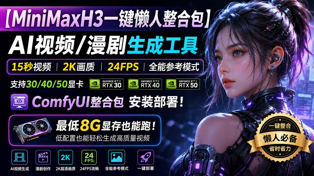 MiniMaxH3一键懒人整合包：AI视频/漫剧生成工具，15秒视频-紫橙网创项目网