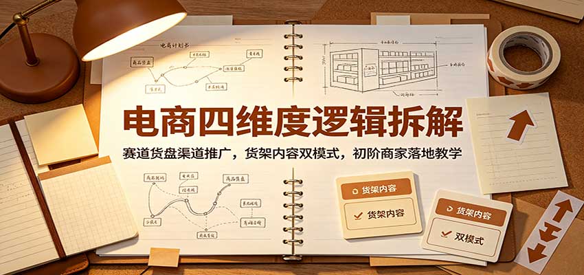 电商四维度逻辑拆解：赛道货盘渠道推广，货架内容双模式，初阶商家落地教学-紫橙网创项目网