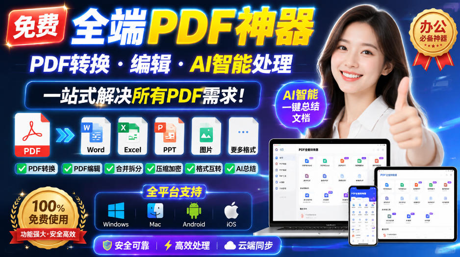 免费全端PDF神器,PDF转换·编辑·AI智能处理,一站式解决所有PDF需求!-紫橙网创项目网