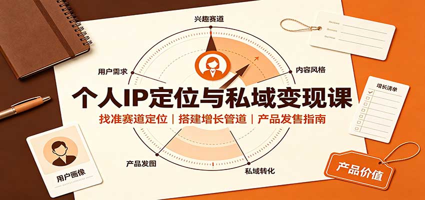 个人IP定位与私域变现课:找准赛道定位,搭建增长管道,产品发售指南-紫橙网创项目网
