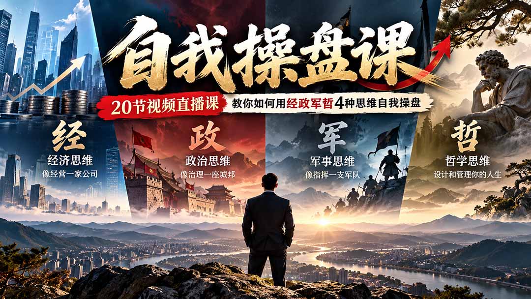 【无水印】自我操盘课，20节视频直播课教你如何用经政军哲4种思维自我操盘（更新0924）-紫橙网创项目网