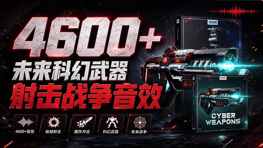 顶级音效合集！4600+种未来科幻武器开枪射击战斗音效素材合集，全部中文汉化 Boom Library – Cyber W-紫橙网创项目网