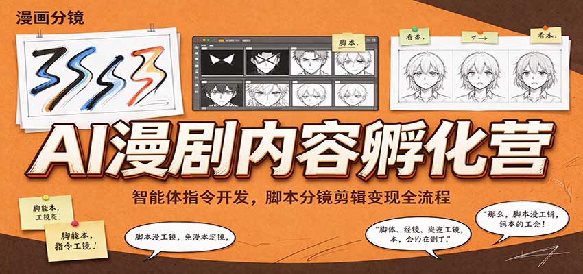 AI漫剧内容孵化营：智能体指令开发，脚本分镜剪辑变现全流程-紫橙网创项目网